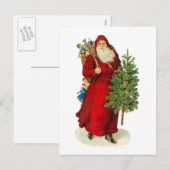 Victoriaans kerstman feestdagenkaart (Voorkant / Achterkant)