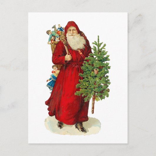 Victoriaans kerstman feestdagenkaart (Voorkant)