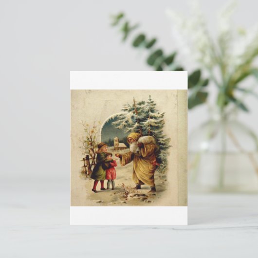 Victoriaans kerstman feestdagenkaart (Staand voorkant)