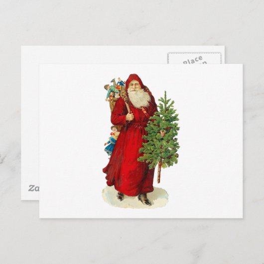 Victoriaans kerstman feestdagenkaart (Voorkant / Achterkant)
