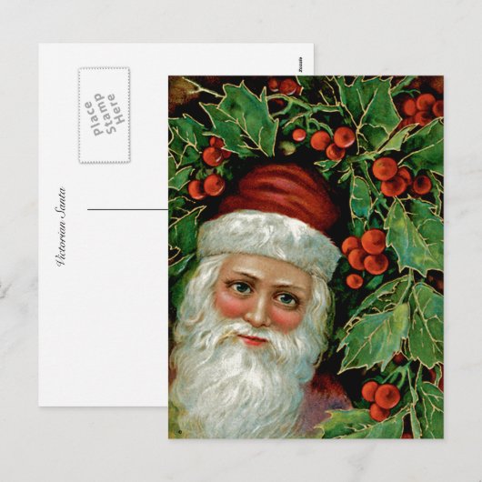 Victoriaans kerstman feestdagenkaart (Voorkant / Achterkant)
