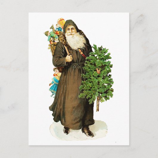 Victoriaans kerstman feestdagenkaart (Voorkant)