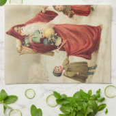  Victoriaans Kerstman geven geschenken aan kindere Theedoek (Gevouwen)