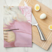 Victoriaans kerstman in roze toile de juoy theedoek (Quarter Fold)