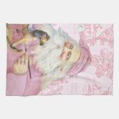 Victoriaans kerstman in roze toile de juoy theedoek (Horizontaal)