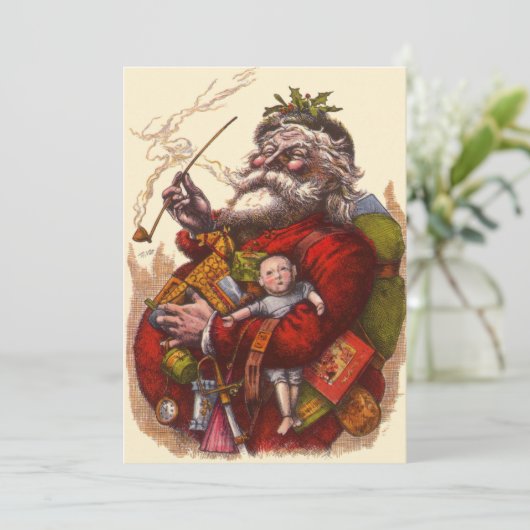  Victoriaans Kerstman Kerstmis Uitnodiging (Staand voorkant)