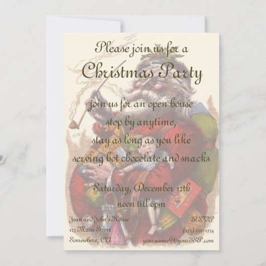  Victoriaans Kerstman Kerstmis Uitnodiging (Achterkant)