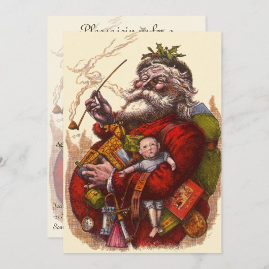 Victoriaans Kerstman Kerstmis Uitnodiging (Voorkant / Achterkant)
