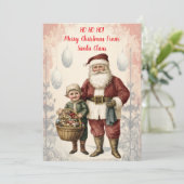 Victoriaans Kerstman Kerstvakantie Elf Kind Feestdagenkaart (Staand voorkant)