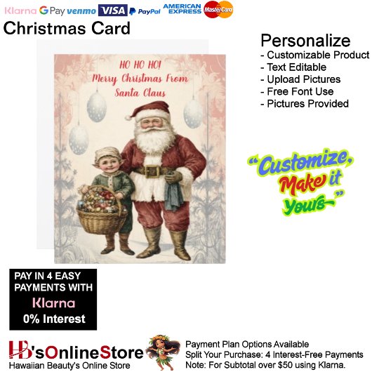 Victoriaans Kerstman Kerstvakantie Elf Kind Feestdagenkaart