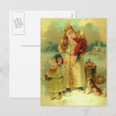  Victoriaans Kerstman Kinder Puppy Feestdagenkaart (Voorkant / Achterkant)