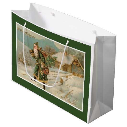 Victoriaans kerstman large cadeautasje (Voorkant Gekanteld)