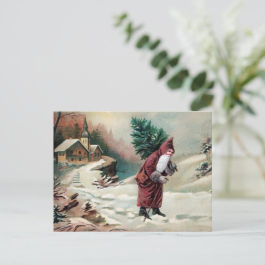 Victoriaans Kerstman met Briefkaart van de Boom (Staand voorkant)