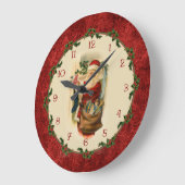 Victoriaans kerstman met Holly Border Grote Klok (Hoek)