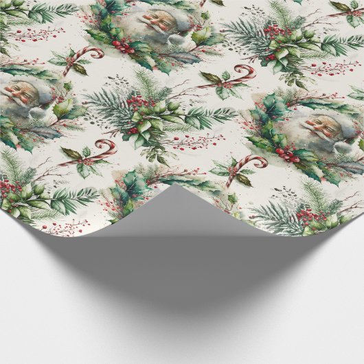 Victoriaans kerstman met Holly Wrapping Paper Sh Cadeaupapier (Hoek)