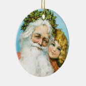 Victoriaans kerstman met meisje keramisch ornament (Rechts)