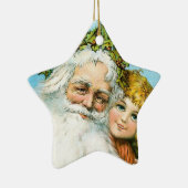 Victoriaans kerstman met meisje keramisch ornament (Rechts)