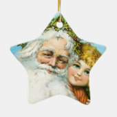 Victoriaans kerstman met meisje keramisch ornament (Achterkant)