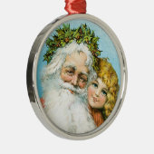Victoriaans kerstman met meisje metalen ornament (Rechts)