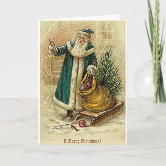 Victoriaans kerstman met Speelgoed slee kerst Kaar Feestdagen Kaart (Voorkant)