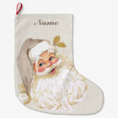 Victoriaans kerstman Neutral Taupe & Gold Grote Kerstsok (Voorkant)