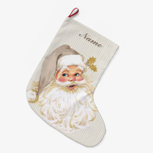 Victoriaans kerstman Neutral Taupe & Gold Grote Kerstsok