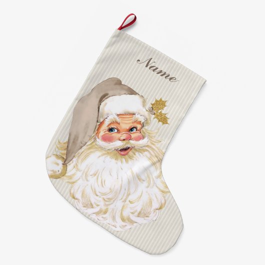 Victoriaans kerstman Neutral Taupe & Gold Grote Kerstsok (Voorkant (Hangend))