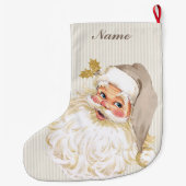 Victoriaans kerstman Neutral Taupe & Gold Grote Kerstsok (Achterkant)