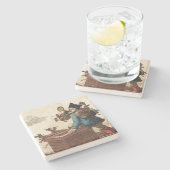  Victoriaans kerstman op Chimney Stenen Onderzetter (Zijkant)