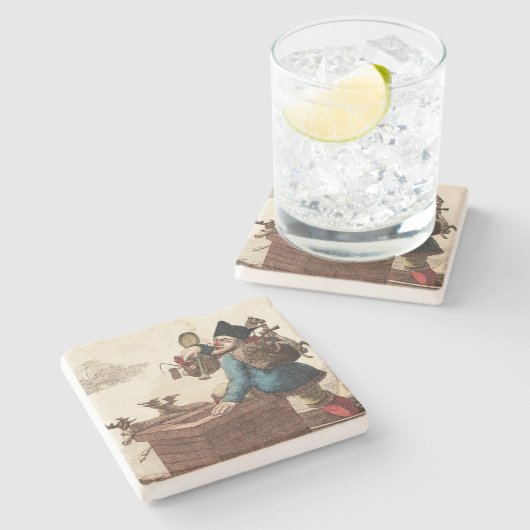 Victoriaans kerstman op Chimney Stenen Onderzetter (Zijkant)