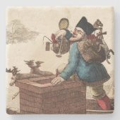 Victoriaans kerstman op Chimney Stenen Onderzetter (Voorkant)