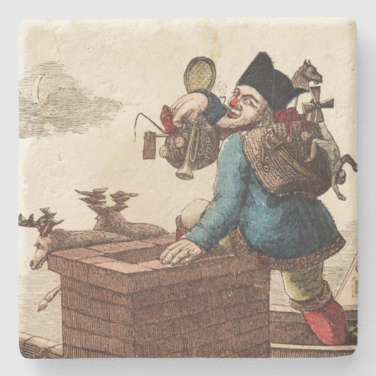  Victoriaans kerstman op Chimney Stenen Onderzetter (Voorkant)