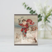 Victoriaans Kerstman op een  fiets Feestdagenkaart (Staand voorkant)