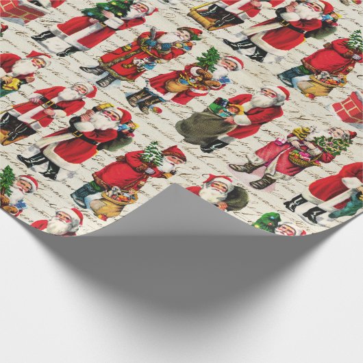  Victoriaans Kerstman Patroon Script Cadeaupapier (Hoek)