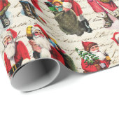  Victoriaans Kerstman Patroon Script Cadeaupapier (Rol Hoek)