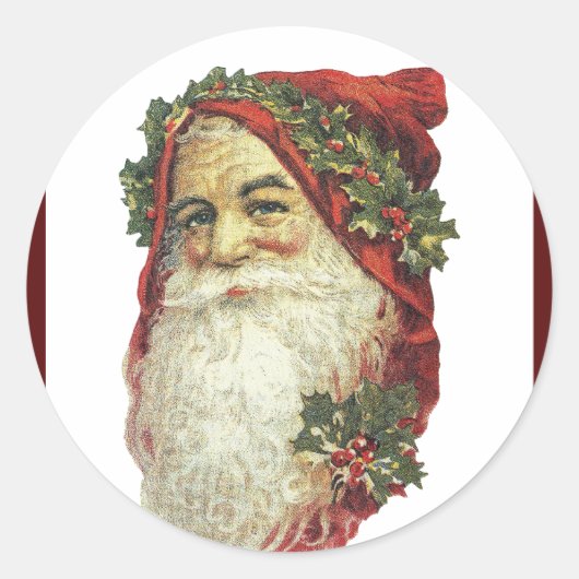 Victoriaans kerstman ronde sticker (Voorkant)