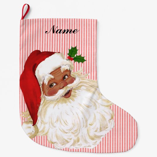 Victoriaans kerstman Rood en witte streep L Grote Kerstsok (Voorkant)