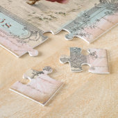 Victoriaans kerstman roze boomvogels kerstmis legpuzzel (Zijkant)