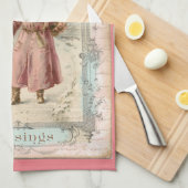 Victoriaans kerstman roze boomvogels kerstmis theedoek (Quarter Fold)