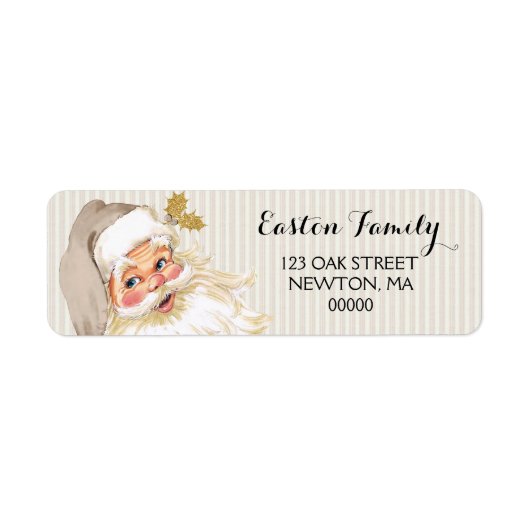  Victoriaans kerstman, Taupe en Gold Etiket (Voorkant)