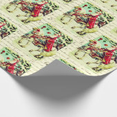  Victoriaans Kerstman te paard Cadeaupapier (Hoek)