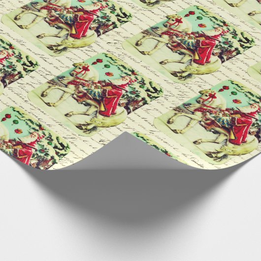  Victoriaans Kerstman te paard Cadeaupapier (Hoek)