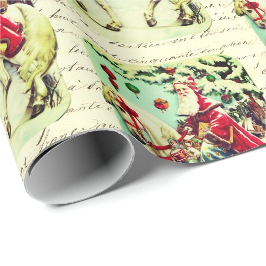  Victoriaans Kerstman te paard Cadeaupapier (Rol Hoek)