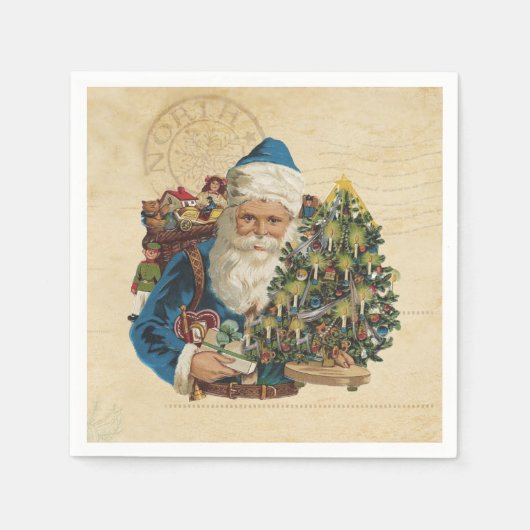 Victoriaans Kerstman - Vintage-kerstontvlechting Servet (Voorkant)