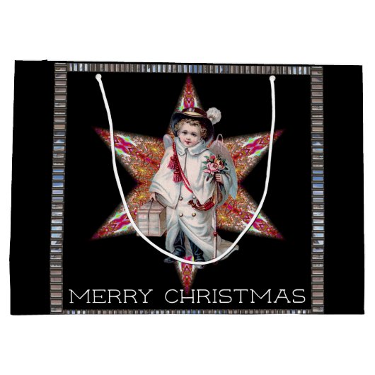 Victoriaans kerstmanengel groot cadeauzakje (Achterkant)