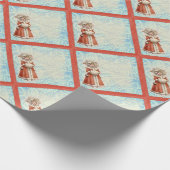 Victoriaans kerstmeisje in Fur Red Coat Cadeaupapier (Hoek)