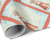 Victoriaans kerstmeisje in Fur Red Coat Cadeaupapier (Rol Hoek)