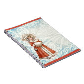 Victoriaans kerstmeisje in Fur Red Coat Notitieboek (Rechterzijde)