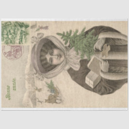 Victoriaans kerstmeubelstuk - losbandig onderwerp tissuepapier