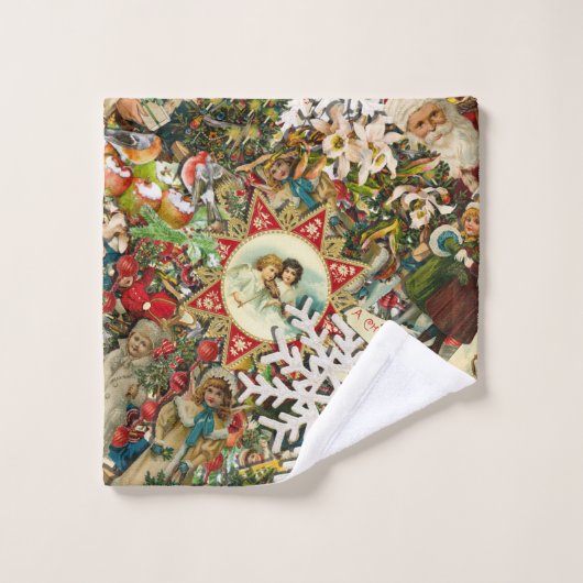Victoriaans kerstmis bad handdoek (Wasdoekje)